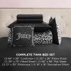 Juicy Couture Modern Black Leopard Satin Twin Comforter Set - Luxury Bed in a Bag – Soft & Stylish 6-Piece Bedding Collection modern family