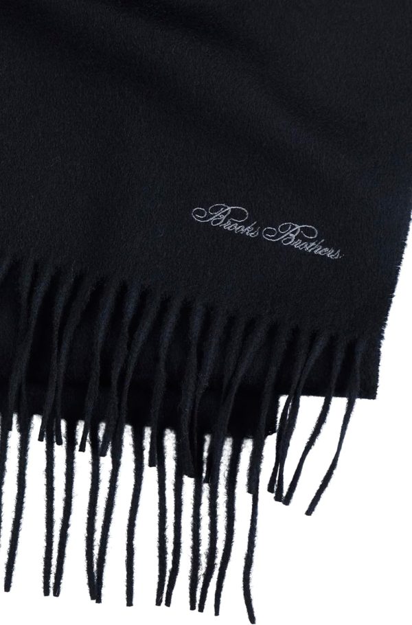 Brooks Brothers Wool and Cashmere Woven Solid Scarf with Twisted Fringe - Men's Luxury Winter Scarf, 66-inches x 12-inches cashmere