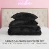 Juicy Couture Shaggy Faux Fur Black Full/Queen Comforter Set - Soft and Cozy 3-Piece Machine Washable Bedding Comforter and Sham Set furmark