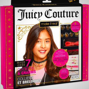 Make It Real Juicy Couture: Chokers & Charms Kit - Create 7 Unique Necklaces, 102 Pieces, 7 Trendy Chokers, 6 Juicy Charms, Tweens & Girls, Elastic Fitted Necklaces, DIY Bead Jewelry Kit, Ages 8+