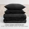 Juicy Couture Crushed Velvet Queen Comforter and Sham Set, 3-Piece Full/Queen Bedding Set - (1) 90"x90" Comforter and (2) 20"x26" Sham - Black queen mary