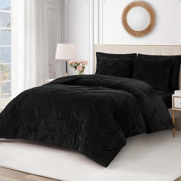 Juicy Couture Kiss Pleat Plush Micromink Black Full/Queen Comforter Set - Cozy 3 Piece Bedding Ensemble-4