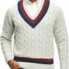Brooks Brothers Men's Long Sleeve V-Neck Supima Cotton Half-Zip Tennis Sweater, Grey, Medium skims