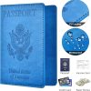 Eoehro Unisex-Adult Passport and Vaccine Card Holder Combo, Sky Blue, Faux Leather, RFID Protected vaccines for children