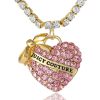 Juicy Couture Clear and Pink Pave Crystal Heart Tennis Necklace 16"+2", Heart Jewelry, Juicy Gifts pink salt