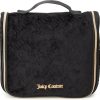 Juicy Couture Pink Makeup Bag Cosmetics Organizer Travel Essentials Hanging Hook Velour Logo makeup by mario