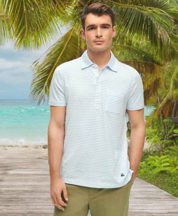 Brooks Brothers Mens Cotton Jersey Feeder Stripe Short Sleeve Polo brothers conflict