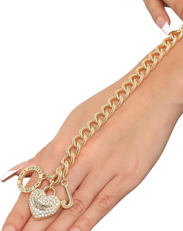 Juicy Couture Bracelet 7-7.5", Goldtone Heart Charm and Toggle Bracelets for Women, Juicy Jewelry-2