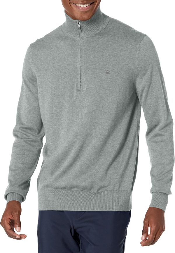Brooks Brothers mens Supima Cotton Half-zip Logo Sweater brookstone
