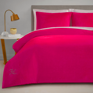 Juicy Couture Hot Pink Velour Full/Queen Comforter Set - 3 Piece Luxury Bedding Ensemble