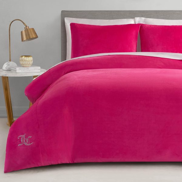 Juicy Couture Hot Pink Velour Full/Queen Comforter Set - 3 Piece Luxury Bedding Ensemble juicy crab
