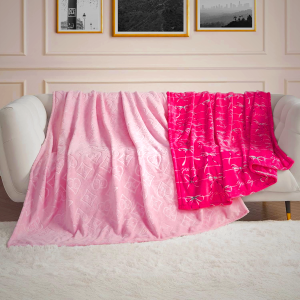 Juicy Couture Plush Throw Blanket Set - 2 Piece Set: 50" x 70" & 60"x 90", Royal Embossed/Bow