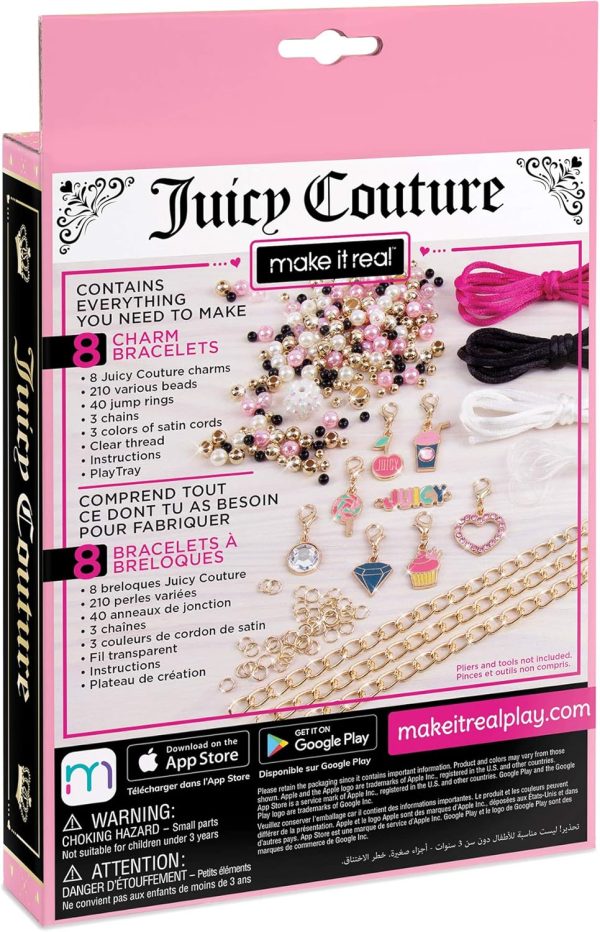 Make It Real - Juicy Couture Pink and Precious Bracelets - DIY Charm Bracelet Making Kit - Friendship Bracelet Kit with Charms, Beads & Cords - Arts & Crafts Bead Kit for Girls - Makes 8 Bracelets realtek