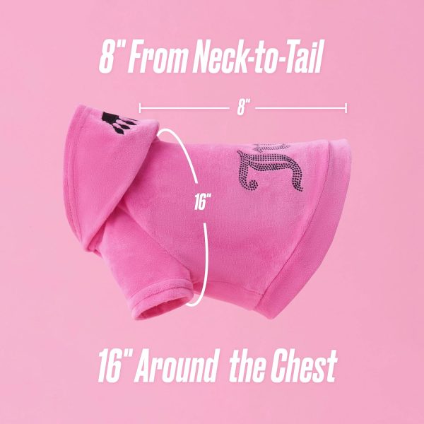 Juicy Couture Bling Velour Pet Hoodie - Hot Pink - XS/S (2-7 lbs.) - Pet Hoodies for Small Dogs or Cats-3
