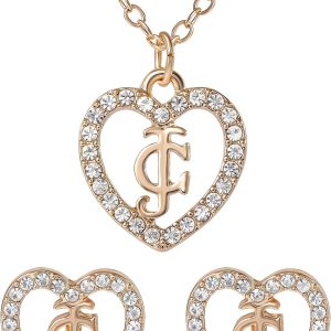 Juicy Couture Clear Stones Heart 18+2" Necklace-0