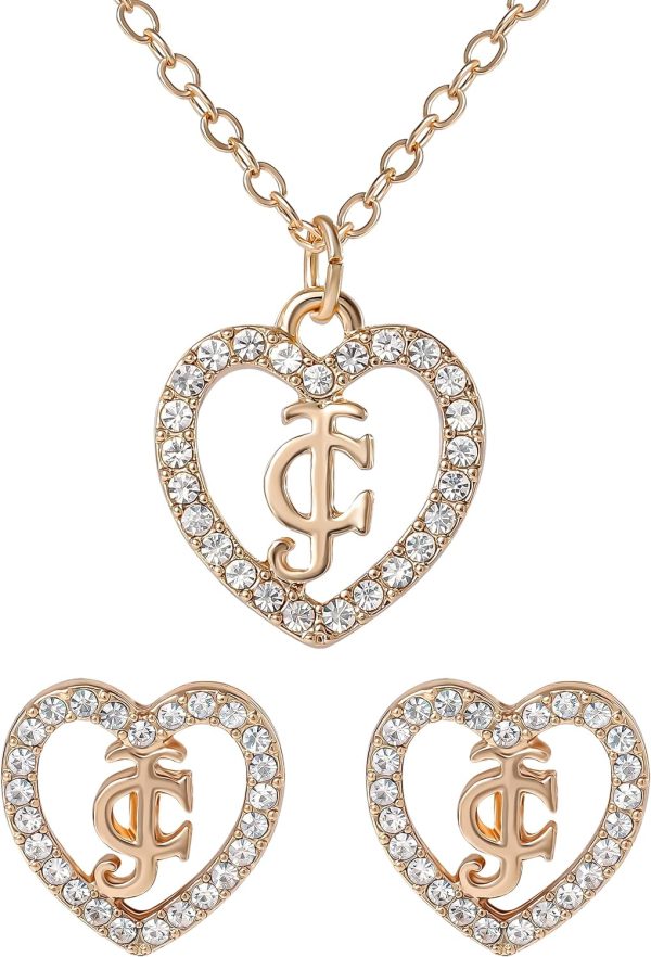 Juicy Couture Clear Stones Heart 18+2" Necklace-0