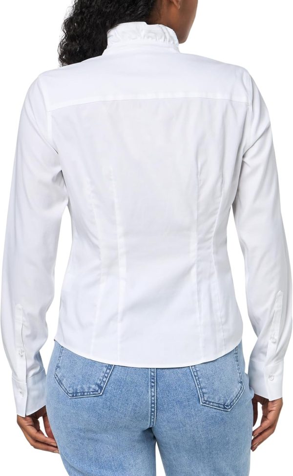 Brooks Brothers Womens Fitted Long Sleeve Non-Iron Stretch Ruffle Neck Blouse fitted