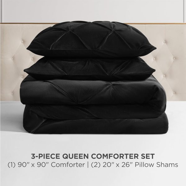 Juicy Couture Kiss Pleat Plush Micromink Black Full/Queen Comforter Set - Cozy 3 Piece Bedding Ensemble juicy crab