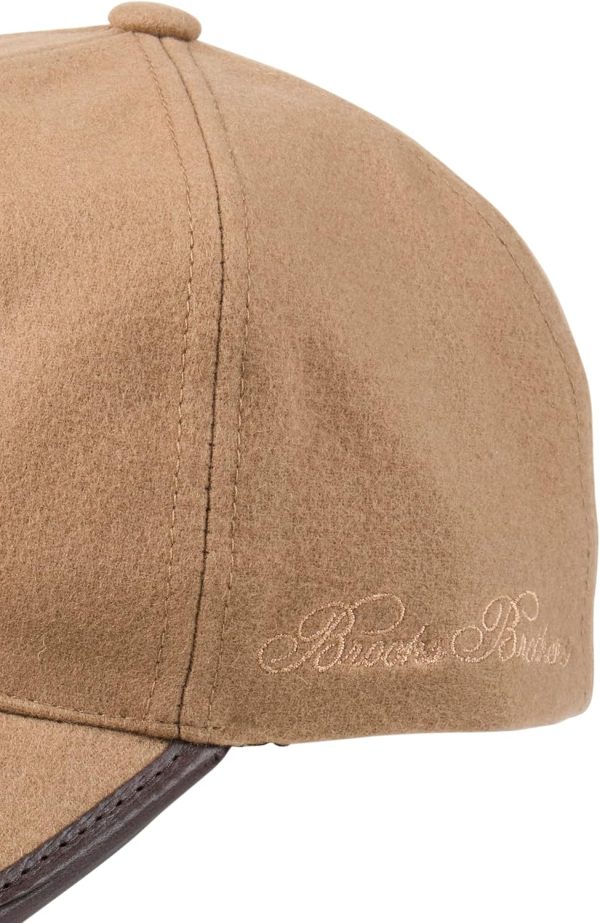 Brooks Brothers Men's 100% Wool Baseball Hat with Leather Strap & Buckle - Woven Logo One-Size Adjustable Luxury Hats brookstone