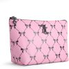 Juicy Couture Pink Makeup Bag Cosmetics Organizer Travel Essentials Top Zip Pouch Black Bow makeup