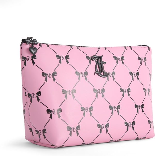 Juicy Couture Black Makeup Bag Cosmetics Organizer Travel Essentials Top Zip Pouch Multi Color Bow couture by rojita