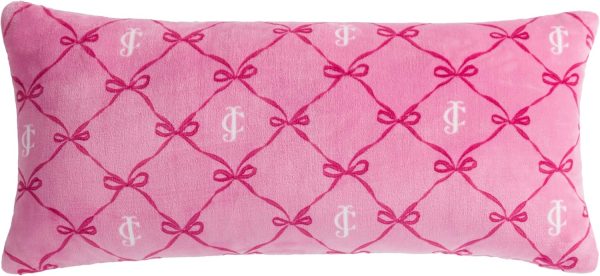 Juicy Couture 18" x 36" Plush Body Pillow, Pink Bow Lattice-4