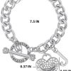 Juicy Couture Bracelet 7-7.5", Goldtone Heart Charm and Toggle Bracelets for Women, Juicy Jewelry-4