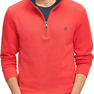 Brooks Brothers mens Ribbed French Terry Half-zip brooks glycerin