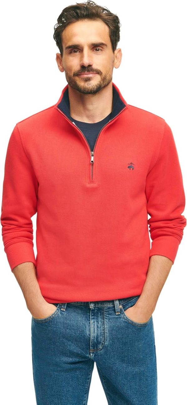Brooks Brothers mens Ribbed French Terry Half-zip brooks glycerin