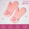 Paris Hilton Oven Mitt Set with Iconic That's HOT Design, Heat Resistant Pot Holders Featuring Non-Slip Textured Silicone Grips, 2-Piece Set, Pink paris baguette