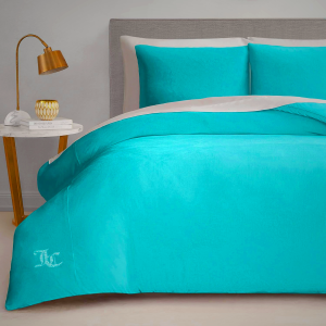 Juicy Couture Blue Crush Velour Full/Queen Comforter Set - 3 Piece Luxury Bedding Ensemble