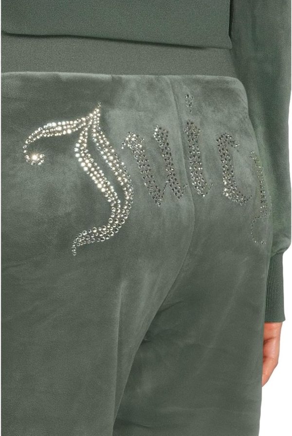 Juicy Couture Womens Rib Waist Velour Pants with Drawcord-3
