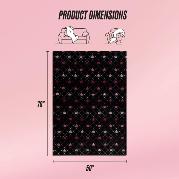 Juicy Couture Elegant Crown Diamond Ombre 50" x 70" Plush Throw Blanket, Black - Decorative Blankets for Sofas, Throws for Chairs, and Beds-1