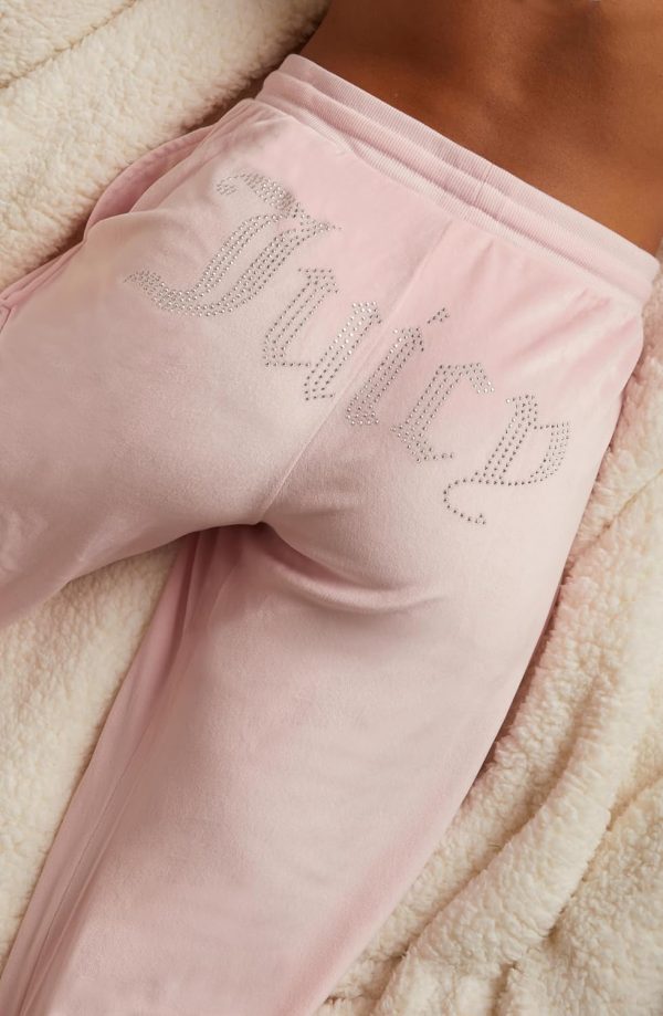 Juicy Couture Women's Velvet Fleece Lounge Pajama Pant with Rhinestones-4