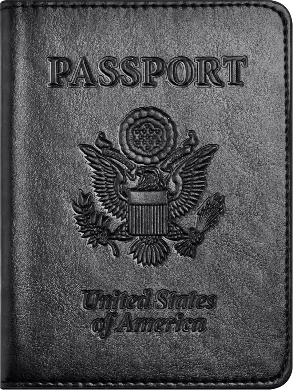 Eoehro Passport and Vaccine Card Holder Combo, Faux Leather, Compact, Lightweight, Waterproof, AA-Black vaccine record