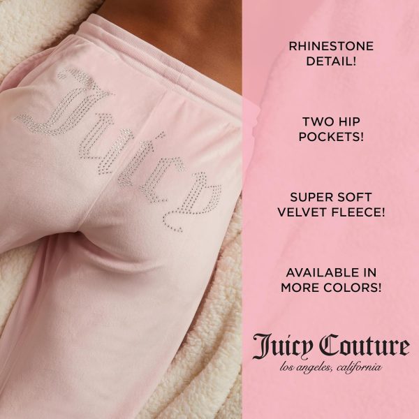 Juicy Couture Women's Velvet Fleece Lounge Pajama Pant with Rhinestones couture
