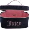Juicy Couture Black Pink Makeup Bag Cosmetics Organizer Travel Essentials Train Case Velour Rhinestones juicy beauty
