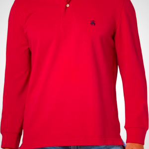 Brooks Brothers Mens Long Sleeve Cotton Pique Stretch Logo Polo Shirt