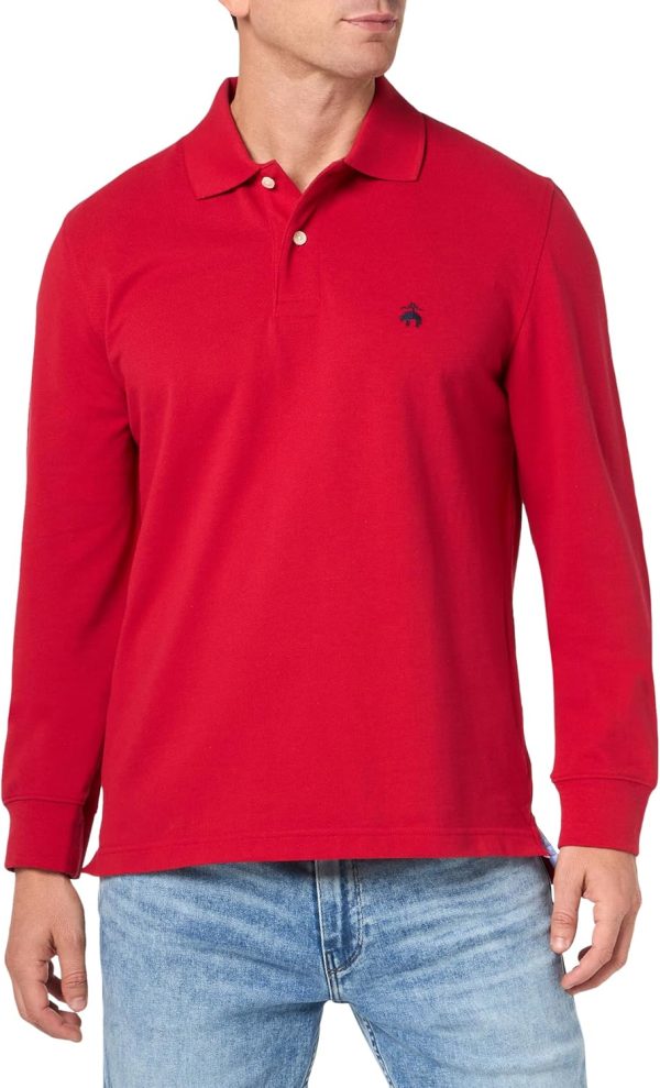 Brooks Brothers Mens Long Sleeve Cotton Pique Stretch Logo Polo Shirt brothers home