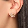 Juicy Couture Necklace and Crown Stud Earrings for Women with Pink Crystals, Gold Tone Jewelry Set-2