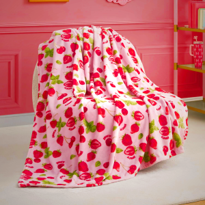 Juicy Couture – Throw Blanket | Juicy Emblem | Plush and Cozy | Decorative Blankets for Sofas, Chairs and Beds| Luxurious and Soft | Chic Home Décor | Measures 50” x 70” | Pink/Black/White