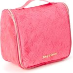 Juicy Couture Pink Makeup Bag Cosmetics Organizer Travel Essentials Hanging Hook Velour Logo couture
