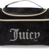 Juicy Couture Black Makeup Bag Cosmetics Organizer Travel Essentials Hanging Duffel Velour Rhinestones-3