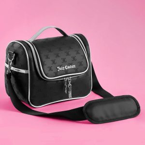 Juicy Couture Insulated Lunch Bag – Stylish Cooler Tote with Adjustable Crossbody Strap, Debossed Logo, Black – Women's Lunch Box Bag for Work, School, Travel insulated glass