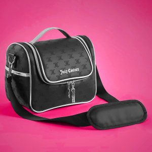 Juicy Couture Insulated Lunch Bag – Stylish Cooler Tote with Adjustable Crossbody Strap, Debossed Logo, Black – Women's Lunch Box Bag for Work, School, Travel