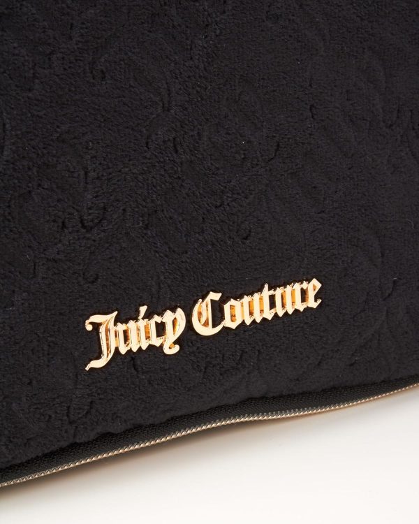Juicy Couture Pink Makeup Bag Cosmetics Organizer Travel Essentials Hanging Hook Velour Logo bagel