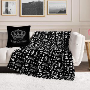 Juicy Couture - Throw Blanket | Crown Royal | Plush and Cozy | Decorative Blankets for Sofas, Chairs and Beds| Luxurious and Soft | Chic Home Decor | Measures 50" x 70" | Black/White-0