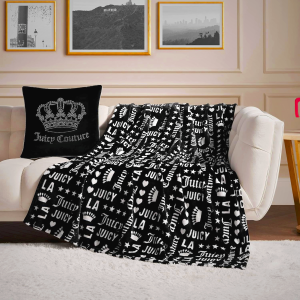 Juicy Couture Throw Blanket - Plush Crown Royal Design, 50x70 Inches