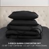 Juicy Couture Diamond Queen Comforter Set - Ruffle 3-Piece Machine Washable Reversible Bedding Comforter Set, Black queens library