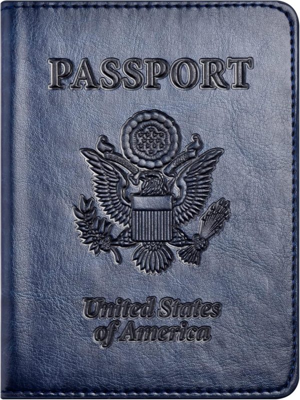 Passport and Vaccine Card Holder Combo, Passport Holder with Vaccine Card Slot, Passport Wallet, Passport Cover, Passport Case, Passport Holder for Women and Men(AB-Dark blue) anduril